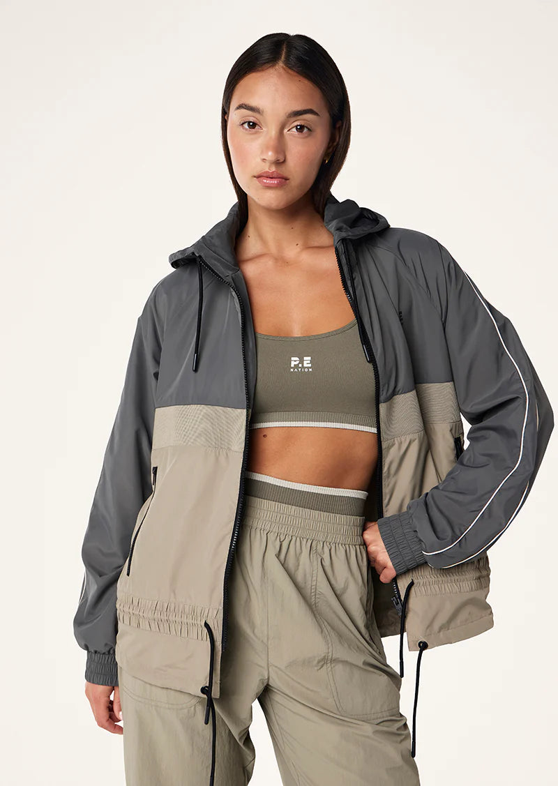 man down jacket in gunmetal