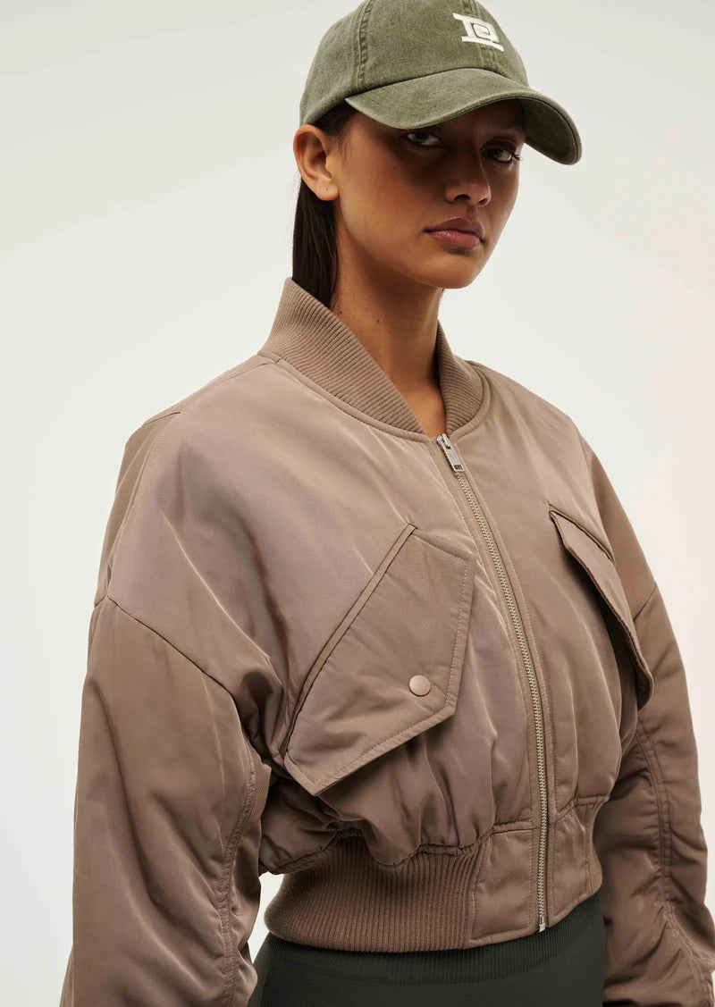 Captivate bomber in taupe